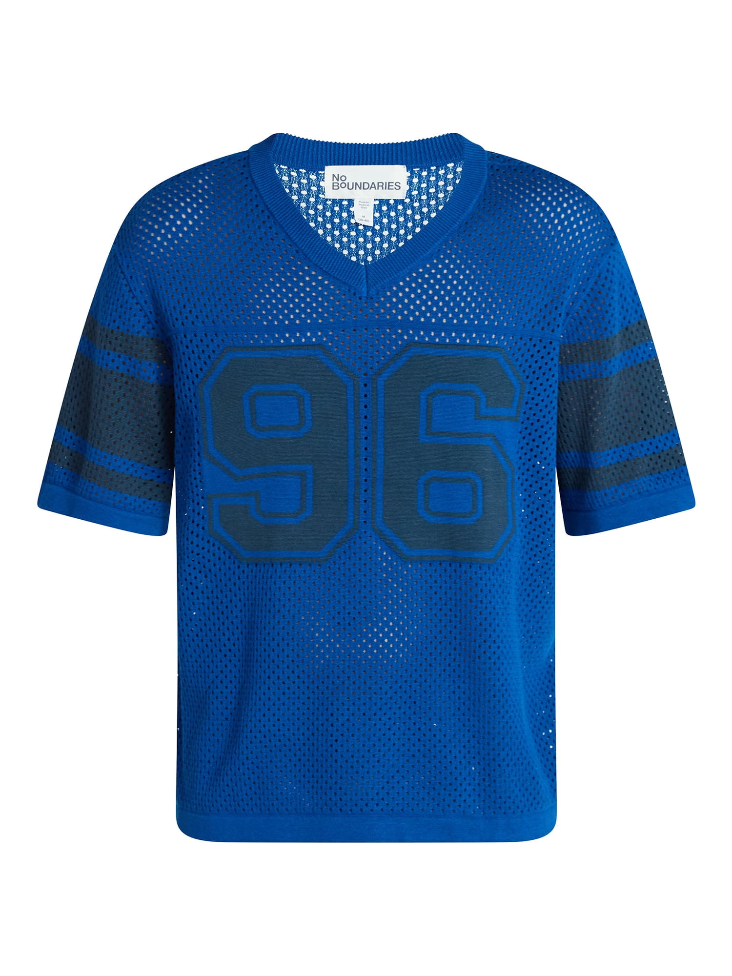 No Boundaries Mesh Sweater Knit Football Jersey Inspired Shirt with Short Sleeves, Men's XS-3XL
