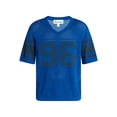 thumbnail image 5 of No Boundaries Mesh Sweater Knit Football Jersey Inspired Shirt with Short Sleeves, Men's XS-3XL, 5 of 5