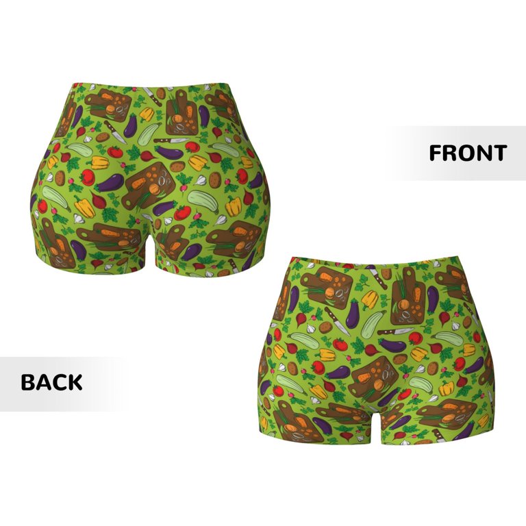 Xecao Carrot Eggplant Print Workout Shorts for Women Soft Smooth
