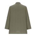 thumbnail image 3 of EDFBUYKRS Linen Button Down Shirts for Women Roll up Long Sleeve V Neck Blouse Tops with Pockets Xxl, 3 of 5