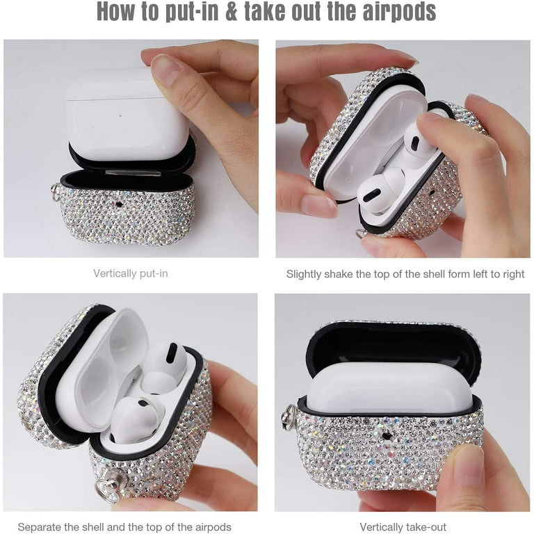Luxurious Rhinestone Glitter AirPods Pro Case, Protective Bling Diamonds Airpod Pro Charging Protective Case Cover for Apple I10/I12 TWS (Silver-pro)