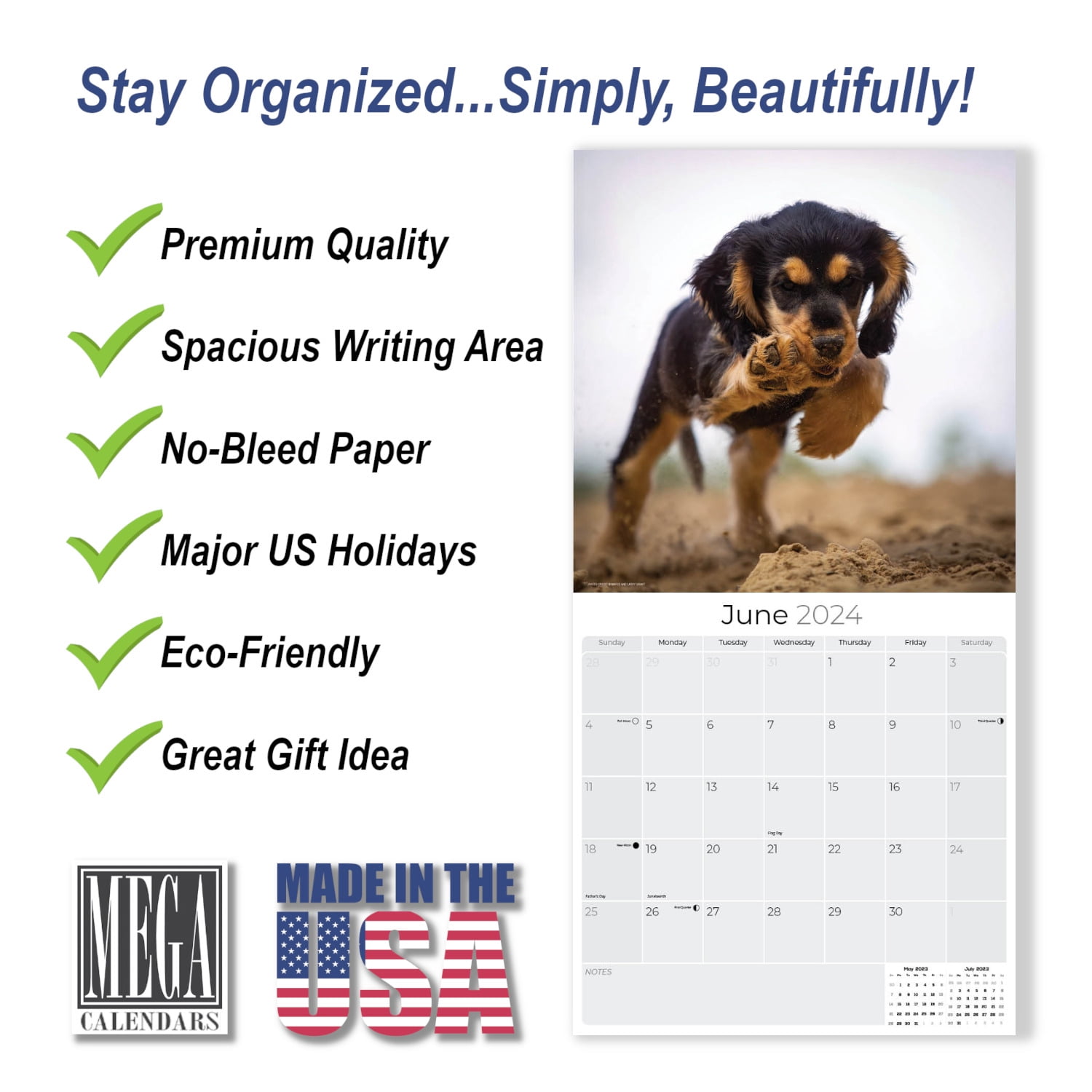 2023 2024 Cocker Spaniel Puppies Calendar - Dog Breed Monthly Wall Calendar  - 12 x 24 Open - Thick No-Bleed Paper - Giftable - Academic Teacher's  Planner Calendar Organizing & Planning - Made in USA - Walmart.com