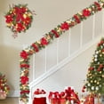 thumbnail image 7 of Senfot 6FT Pre-Lit Christmas Garland with 20 LED Lights, Battery Operated, Xmas Garland with Red, Gold & Silver Ball Ornaments, Flowers, Ribbons, for Indoor/Outdoor Mantel, Fireplace, Holiday Decor, 7 of 7