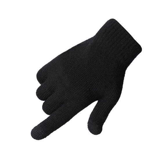 Men's Thick Touchscreen Gloves, Warm Knitted Winter Gloves with Anti-Wind and Anti- Features for Outdoor Activities - Model G1971 Black