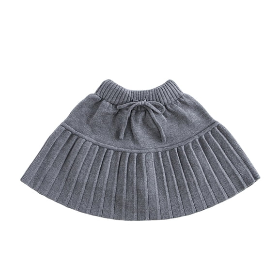 Likimi Children Girls Knit Pleated Skirts Solid Color Elastic Waist Autumn Winter Soft Casual Skirts Size 2-3 Years