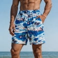 thumbnail image 2 of Zynoxe Summer Shorts for Men with Pockets Adjustable Drawstring Waist Men's Knee Length Shorts Fashion Hawaii Printed Casual Beach Shorts Comfy Breathable Quick-Dry Swim Trunks 3XL, 2 of 7