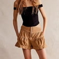 thumbnail image 3 of utcoco Women's 2026 Denim Shorts Casual Summer High Waisted Wide Leg Buttons Pleated Ruffle Jean Shorts, 3 of 3