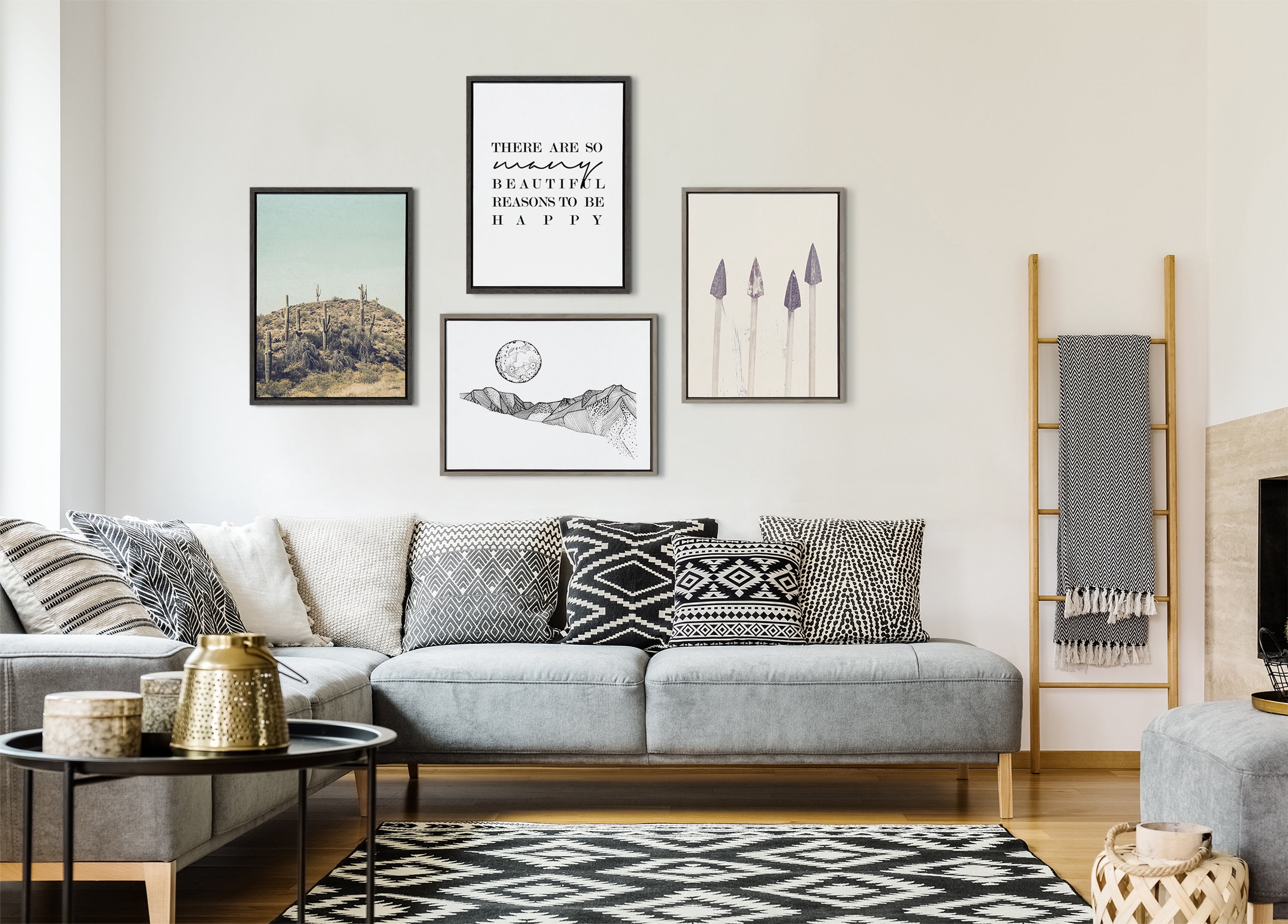 Kate and Laurel Sylvie Broadhead Framed Canvas Wall Art by Emiko and Mark Franzen of F2Images, 18x24 Gray, Boho-Chic Art for Wall