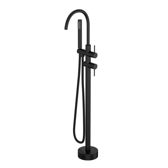 Logmey Freestanding Bathtub Faucet Floor Mounted Two Handles in Matte Black