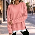 thumbnail image 5 of FAIWAD Crew Neck Sweatshirts Women Long Sleeve Side Slits Pullover Tops Loose Layered Sweatshirts, 5 of 7