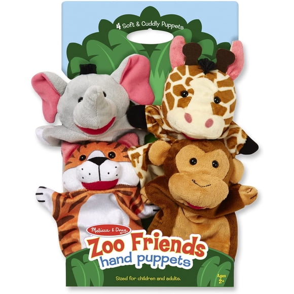 Marionetas de mano Melissa & Doug Zoo Friends juego de 4 para 2 a 6 años