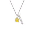 thumbnail image 2 of Delight Jewelry Silvertone Medium Translucent Yellow Paw Silvertone Be Strong and Courageous Bar Charm Necklace, 23", 2 of 4