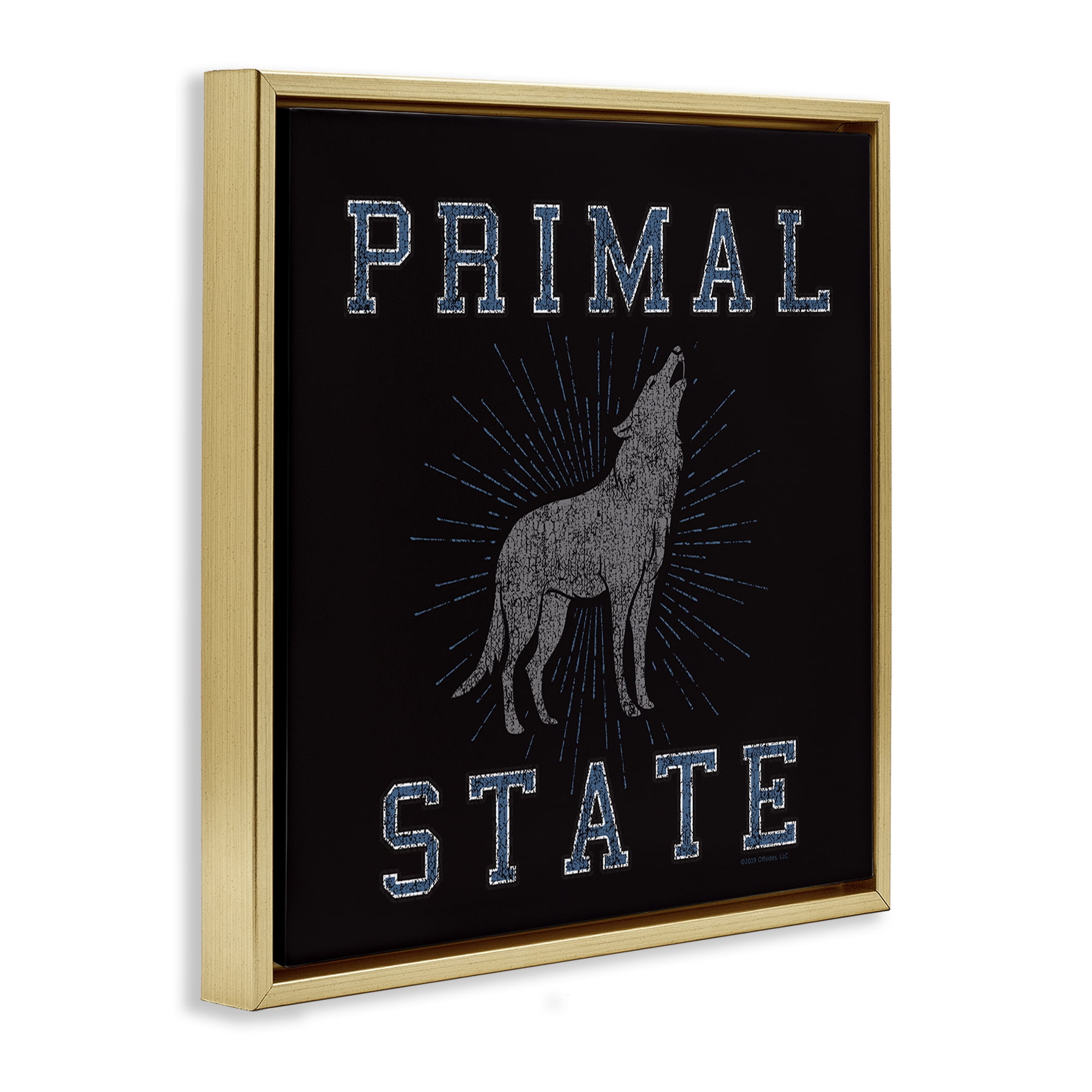 Stupell Industries Primal Wolf State Animals Painting Gold Floater Framed Canvas Art Print Wall Art, 18 x 18