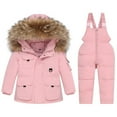 thumbnail image 2 of Toddler Snow Suit Boys Girls Fashion Solid Color Down Jackets Keep Thickening Warm Outdoor Coat Jumpsuit Set Kids Winter Clothes Zip Up Jacket Trench Coat Cute pants,1-6years, 2 of 9