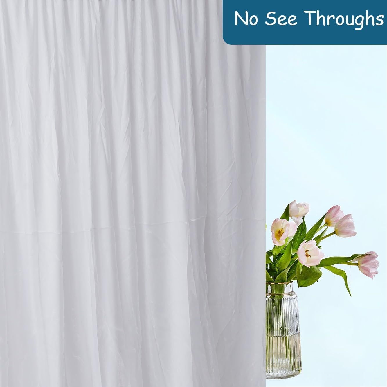 Two Layers Backdrop Made with One Piece Chiffon Tulle & Polyester for Professional Extra Wide Blackout Curtains (White, 25 x 10 ft)