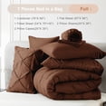 thumbnail image 6 of Davulos Full Size Comforter Sets with Sheets Chocolate Brown,7 Pieces Pintuck Bed in a Bag Full Bed Set for Man Women Pinch Pleat Bedding Set All Season, 6 of 8