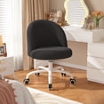 thumbnail image 5 of Romorgniz Vanity Chair Height Adjustable Desk Chair with Wheels, Armless Office Chair with Soft Lumbar Support for Small Space, Bedroom, Home office, Black, 5 of 8