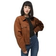 thumbnail image 4 of Feinuhan Women's Casual Corduroy Button Down Long Sleeve Short Jacket Outerwear, Caramel, X-Large, 4 of 6