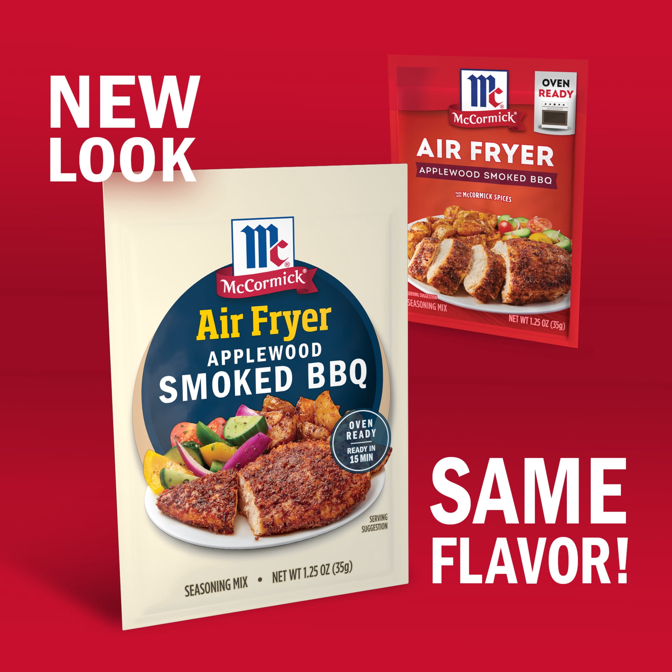 (6 pack) McCormick Air Fryer Applewood Smoked BBQ Seasoning Mix, 1.25 oz Packet