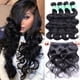 thumbnail image 1 of ANNELBEL Cabello brasileño 4 paquetes Onda corporal 8A Paquetes de cabello humano virgen sin procesar Extensiones de cabello humano Remy Tejido - Cabello ondulado Doble trama Negro natural (10 "" 50 g, 1 of 1