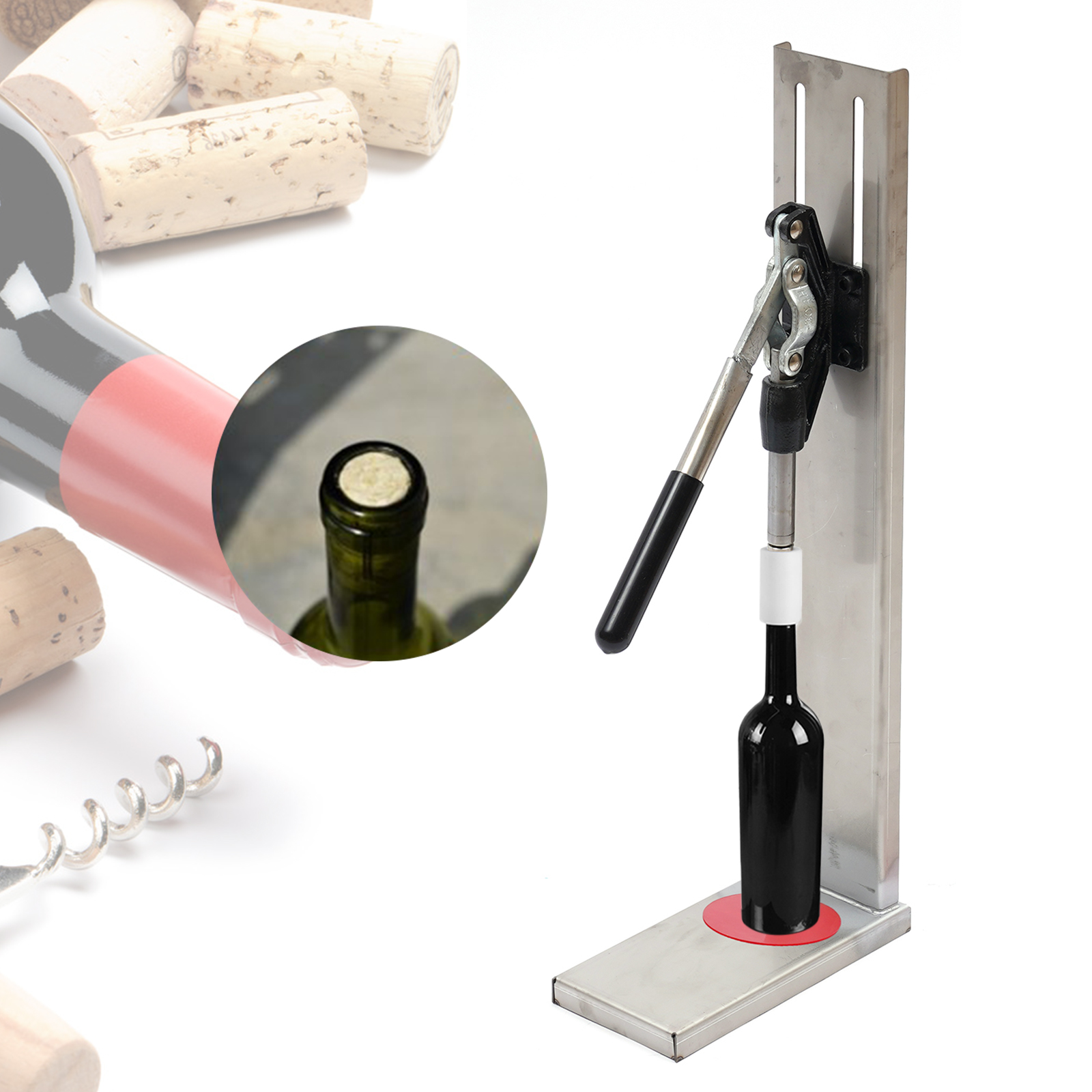 Loyalheartdy 2 POM Wine Bottle Corking Machine Stainless Steel Manual