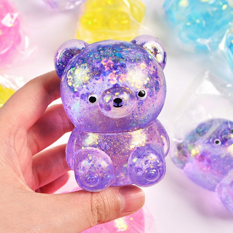 1PC Sequin Maltose Bear Squishy Toy Soft TPR Slow Rebound Stress Relief  Animal Pinch Toy Party Favor 