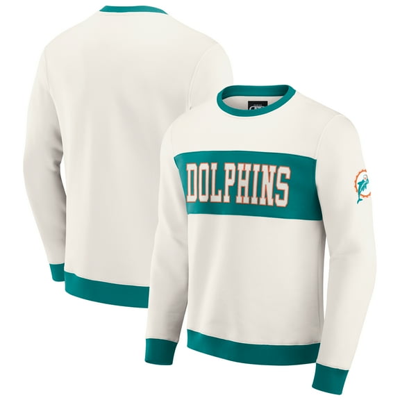 Men's Darius Rucker Collection by Fanatics Cream Miami Dolphins Colorblock Pullover Sweatshirt