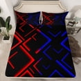 thumbnail image 2 of Manfei Red Blue Neon Light Twin Sheet Sets 3pcs, Geometric Minimalist Twin Fitted Sheet, Black Flat Sheet, Microfiber Bedroom Decor, 2 of 7