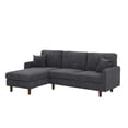 thumbnail image 2 of L-Shaped Sectional Sofa Couch for Living Room,Modern Corduroy Upholstered with Wooden Legs & Pillows,Deep Seat,Dark Gray, 2 of 8