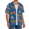 thumbnail image 4 of Vsdgher Construction Vehicles Print Men's Wrinkle Free Untucked Cuban Shirt Business Casual Button Down Shirts Short Sleeve Shirt, 4 of 7