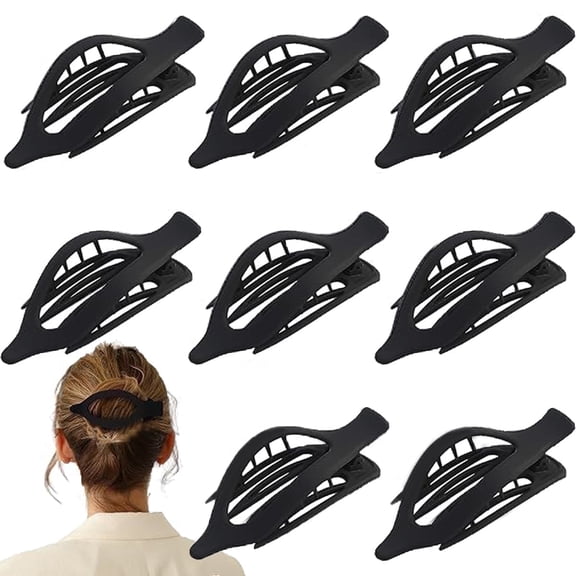 8 Pack Black French Flat Hair Clips for Women – Large Matte No-Slip Claw Barrettes for Thick & Thin Hair, Strong Hold Styling Accessories
