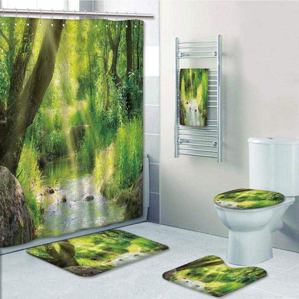 PRTAU Forest Stream Cascade in Tropical Forest Among Trees Jungle