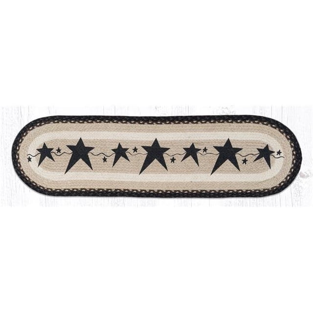 Capitol Importing 64-313PSB 13 x 48 in. OP-313 Primitive Stars Black Oval Patch Runner