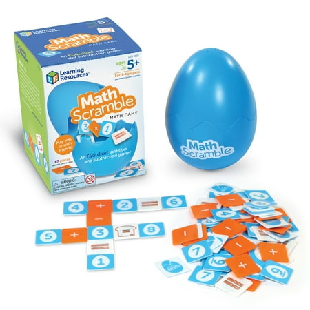 Learning Resources Math Scramble Game - 87 pieces, Educational Games for Boys and Girls Ages 5+, Math Games for Kids