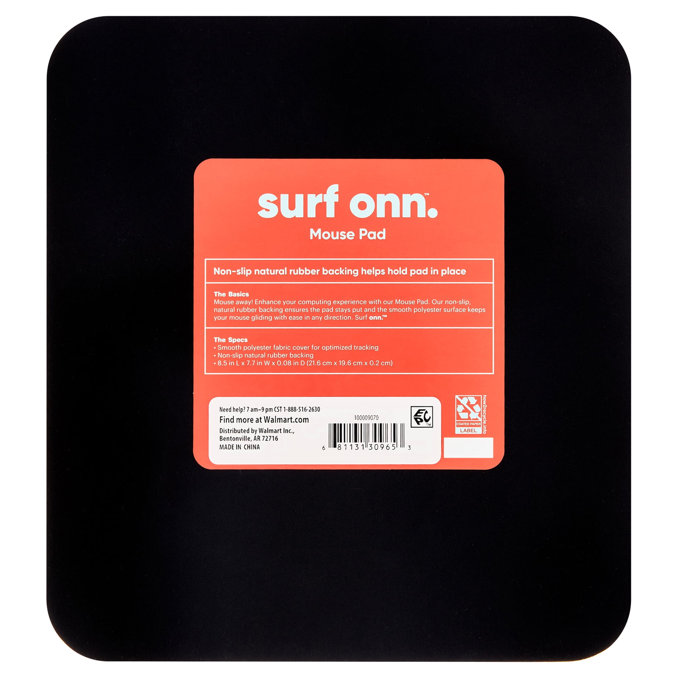 onn. Mouse Pad, Black