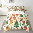 thumbnail image 2 of Manfei Vintage Xmas Tree Bedding Comforter Set 7-Piece, Merry Christmas Stocking Queen Bedding Sets, Snowflakes Presents Gifts Queen Sheet Sets, Super Cozy Room Decor, 2 of 7
