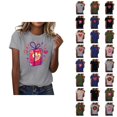 thumbnail image 1 of T-shirt Femme Saint-Valentin 2026 Manches Courtes Col Rond Graphique Cœur d'Amour, 1 of 4