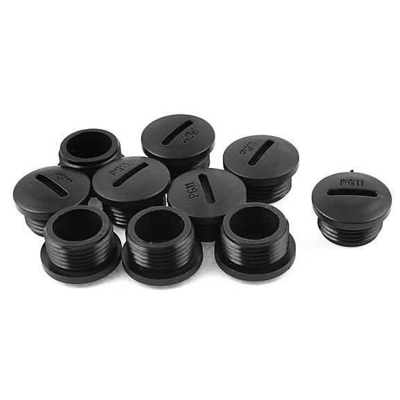 Uxcell M18 x 8mm PG11 Black Nylon Blanking Plug Cap Screw End Threaded 10 Pack