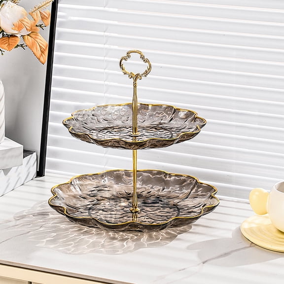Kugisaki 2 Tier Plastic Cupcake Stand Large Serving Tray Dessert Display Tower Vintage Cupcake Holder for Wedding Birthday Tea Party