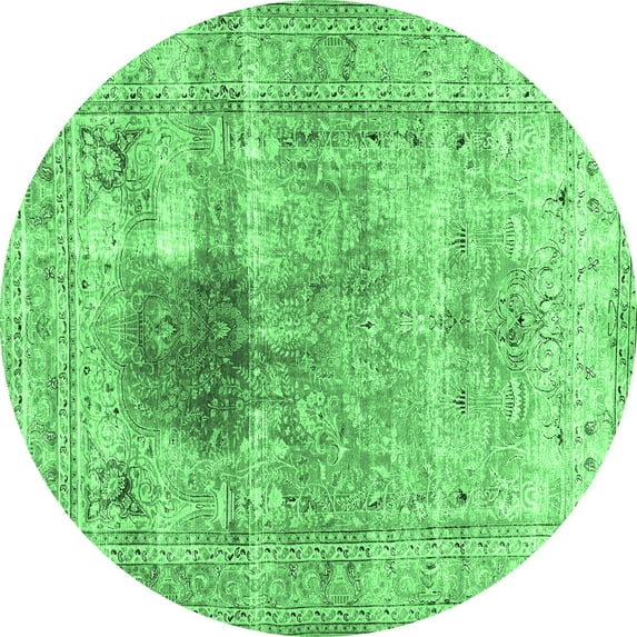 Ahgly Company Indoor Round Persian Emerald Green Traditional Area Rugs, 7' Round