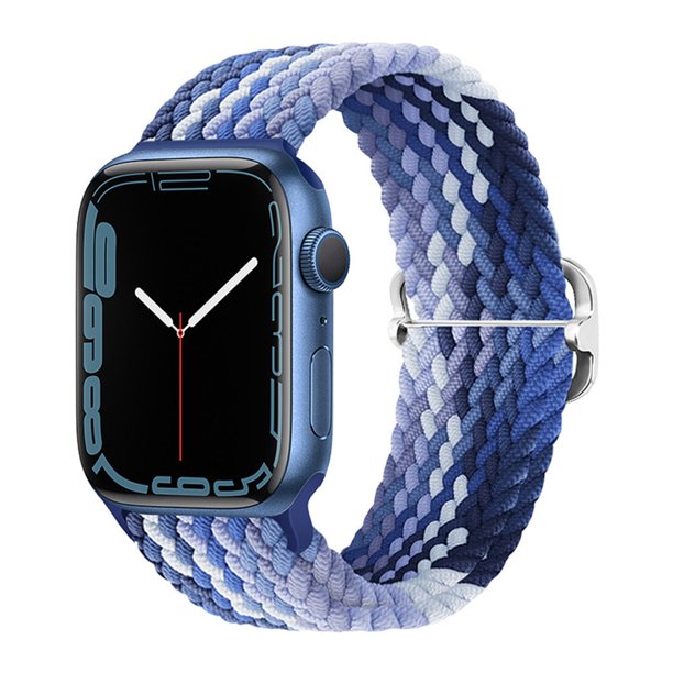 Adecuado para Apple Apple iwatch Correa de reloj plana para hebilla deslizante tejida de nailon arcoíris Correa elástica universal