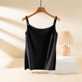 thumbnail image 5 of Tank Tops for Women Built in Bra Backless Basic Double Lined Summer Spaghetti Strap Sleeveless Cami Workout Shirts with Molded Cups and Adjustable Straps Black L, 5 of 8
