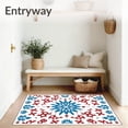 thumbnail image 3 of ODIKA 2'x3' Machine Washable Non-Slip Area Rug, Nordic Yuletide Elephant with Starburst and Interlocking Snowflake High Traffic Rug with Pad, Blue, 742344, 3 of 8