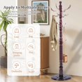 thumbnail image 4 of Free Standing Coat Rack with 14 Hooks, Vintage Wooden Coat Tree, Adjustable Height 73 Inches, Retro Coat Stand for Entryway, Living Room, Office & Bedroom (Mahogany) (Metal, 1 PCS), 4 of 6