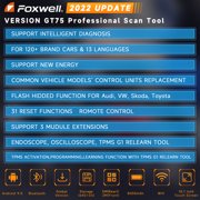 Foxwell GT75 Advanced Automotive Bi-directional Diagnostic Scan Tool OBD2 Scanner All System Car Scanner 33+ Maintenance Reset Services ECU Reset Active Test Bluetooth OBDII EOBD Code Reader Tablet