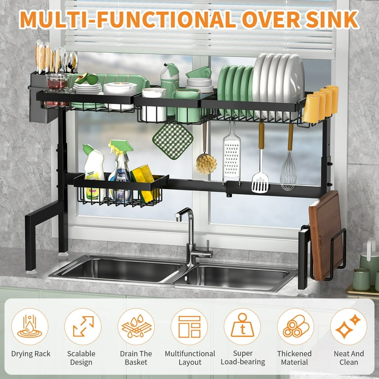 EILSORRN 2 Tier Adjustable Over Sink Dish Drying Rack