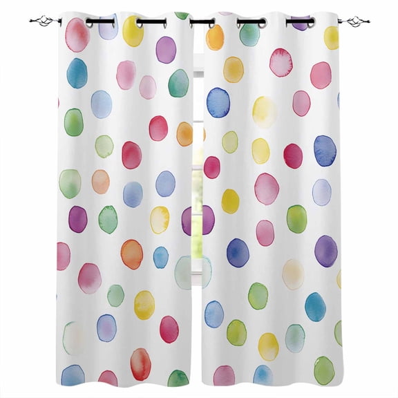 Colorful Polka Dot Blackout Curtains 72 Inches Long, Rainbow Polka Dot Watercolor Thermal Insulated Black Out Curtains, Darkening Window Curtain Drapes for Bedroom Living Room 52"x72" 2 Panels