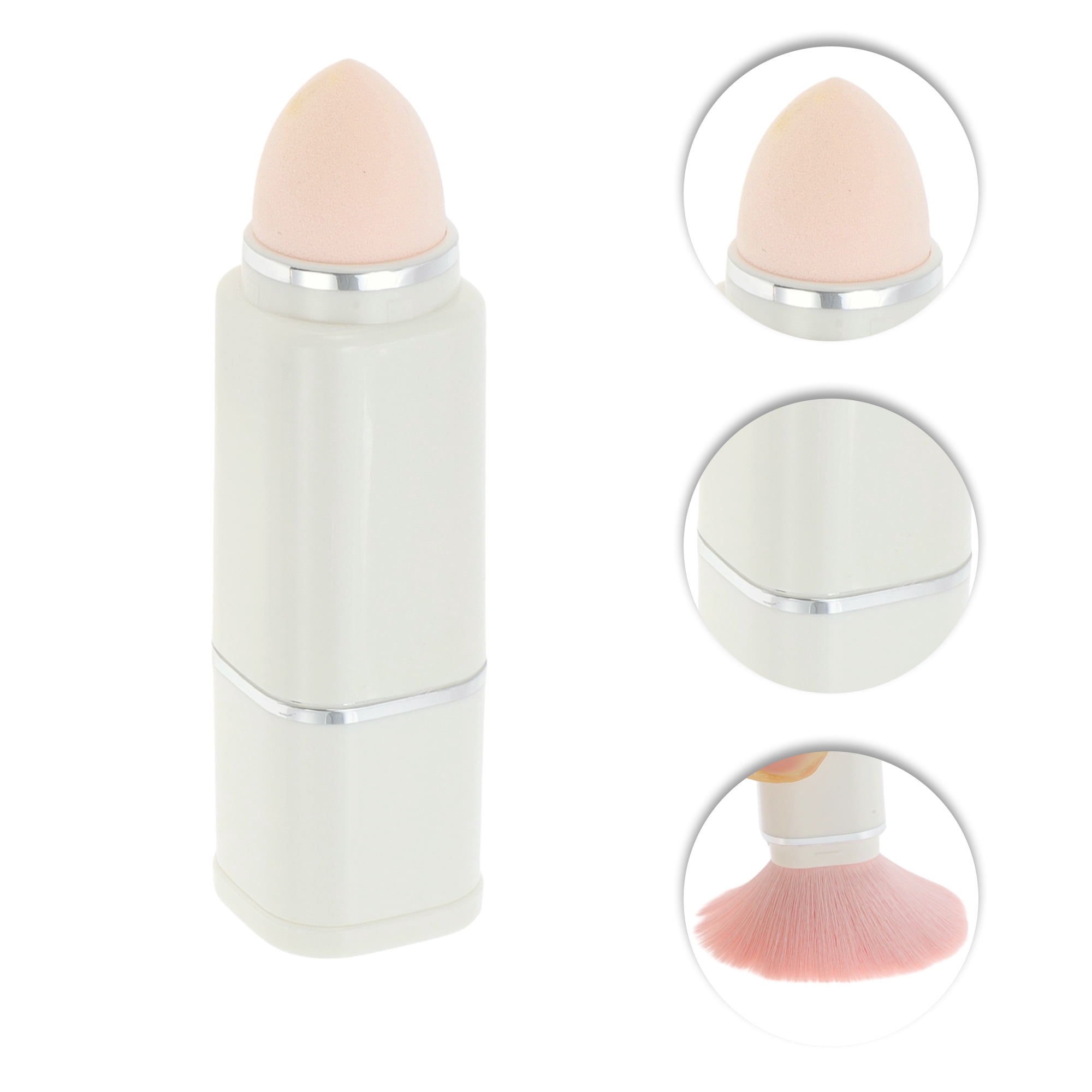 Unique Bargains 1 Pc Square 2 in 1 Cosmetic Brush for Everyday Makeup White
