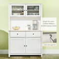 thumbnail image 4 of HOMCOM 63.5" Kitchen Buffet with Hutch, Pantry Storage Cabinet with 4 Shelves, Drawers, Framed Glass Doors, Open Microwave Countertop, Antique White, 4 of 8