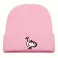thumbnail image 6 of BLSCODE Silly Goose Embroidery Beanie Hat Winter Warm Knitted Hat Cartoon Decor Warm Beanies For Daily Wear Pink, 6 of 10